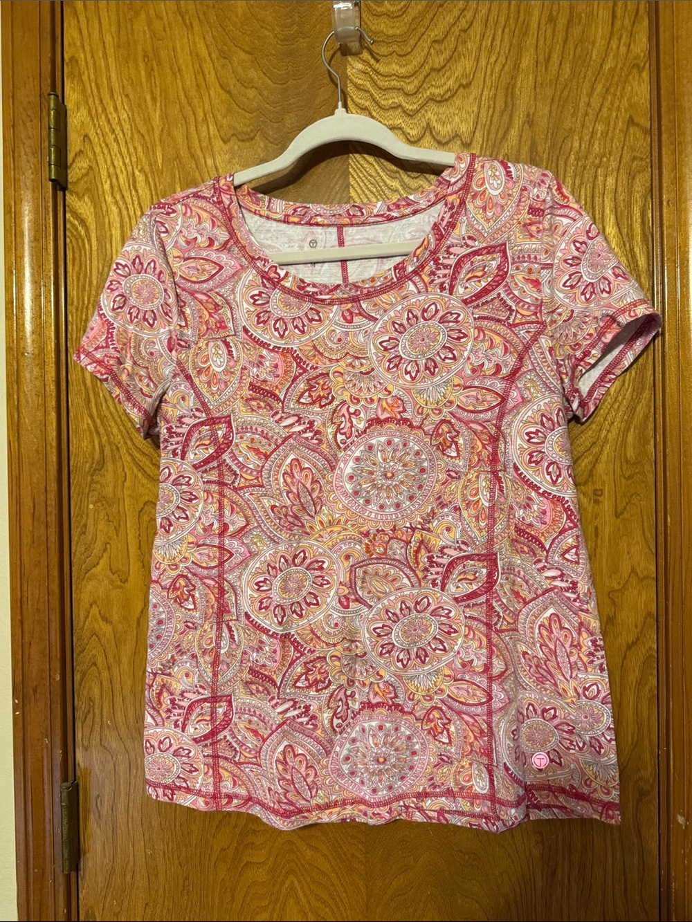 Talbots Pink Paisley Short Sleeve Tee